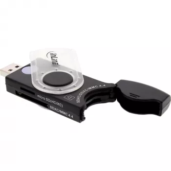 Lector de tarjetas móvil USB 3.0 InLine con 2 ranuras para SD SDHC SDXC microSD