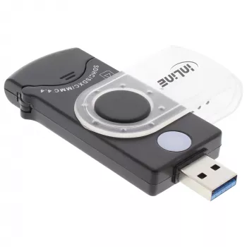 Lector de tarjetas móvil USB 3.0 InLine con 2 ranuras para SD SDHC SDXC microSD