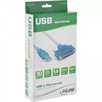 Cable de impresora USB InLine 33397I 1,8 m conector Type-A macho a conector hembra DB25