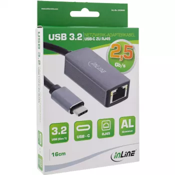 Cable adaptador de red InLine USB 3.2 a 2.5G Ethernet, USB-C a RJ45