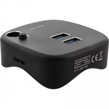 Multiadapter InLine USB 3.0, 2xUSB-A, RJ45, lector de tarjetas SD/MicroSD, negro