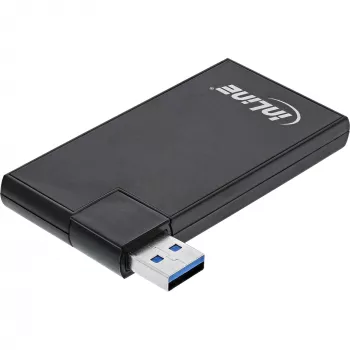 Hub InLine USB 3.0 giratorio, 4 puertos, negro