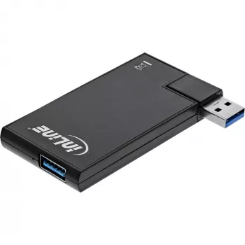 Hub InLine USB 3.0 giratorio, 4 puertos, negro