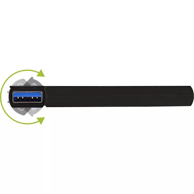 Hub InLine USB 3.0 giratorio, 4 puertos, negro