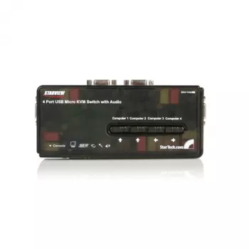 Kit switch KVM USB StarTech.com de 4 puertos negro con cables y audio