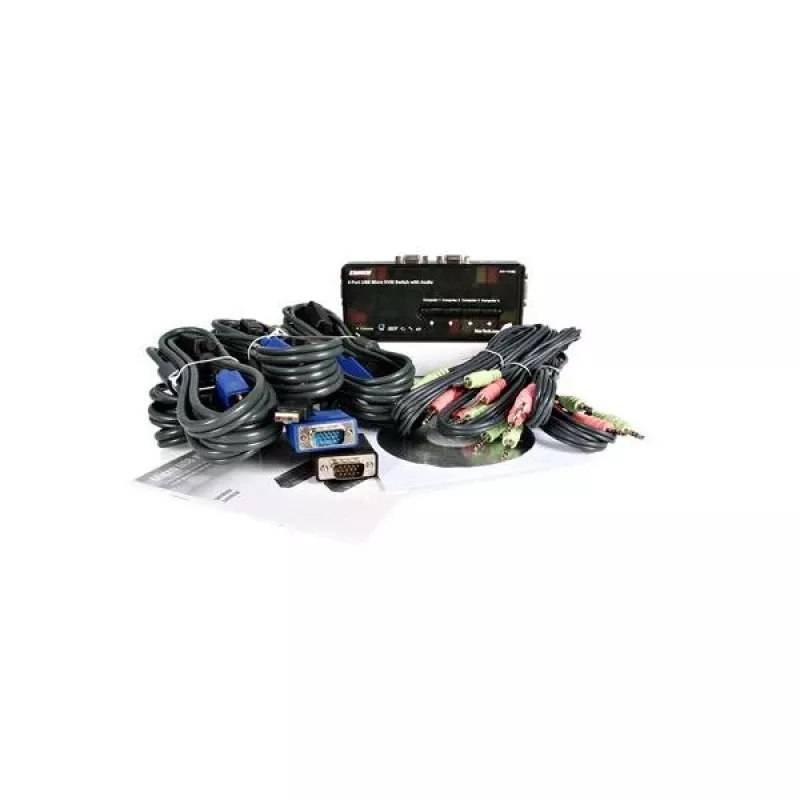 Kit switch KVM USB StarTech.com de 4 puertos negro con cables y audio