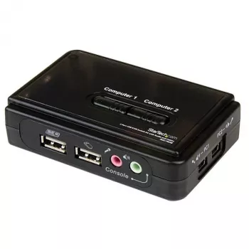 Kit switch KVM USB StarTech.com de 2 puertos negro con audio y cables