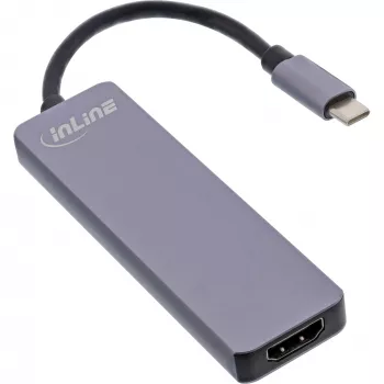 Multi-hub InLine USB 3.2 Gen.1, 2x USB-A, HDMI 4K/30Hz, lector de tarjetas, aluminio, gris