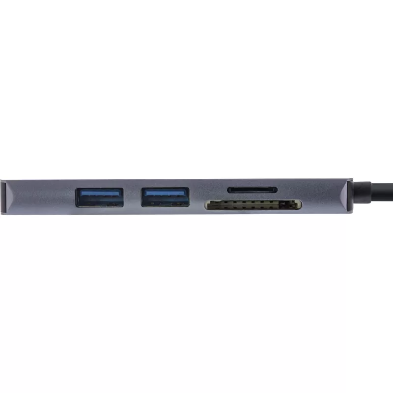 Multi-hub InLine USB 3.2 Gen.1, 2x USB-A, HDMI 4K/30Hz, lector de tarjetas, aluminio, gris