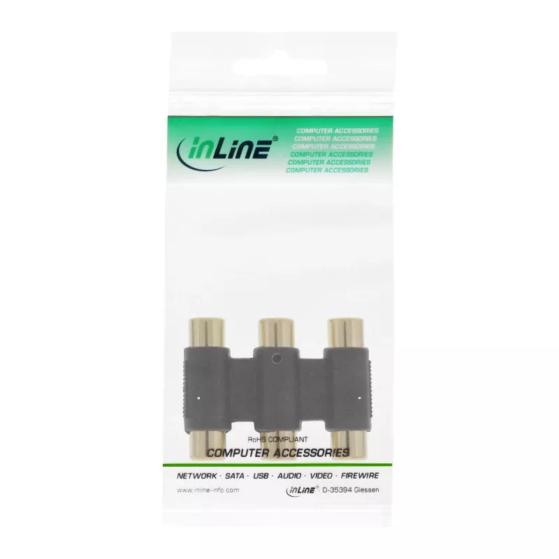 Adaptador de audio InLine 3x conector hembra RCA/conector hembra dorado 99319
