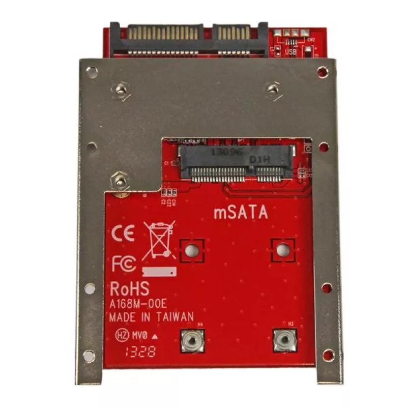 StarTech.com SAT32MSAT257 adaptador / convertidor de SSD mSATA a SATA de 2,5 pulgadas, SATA de 22 pines, 6 Gbit/s, negro, rojo, plateado