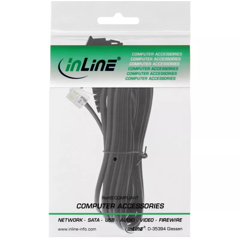 Cable TAE-F alemán InLine para Telekom/Siemens TAE-F a RJ11 6P4C conector macho/conector macho, 6 m