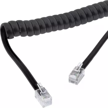 Cable espiral para auricular InLine, RJ10 4P4C M/M, negro, máx. 4 m