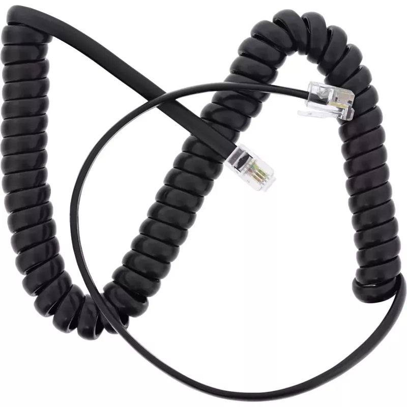 Cable espiral para auricular InLine, RJ10 4P4C M/M, negro, máx. 2 m