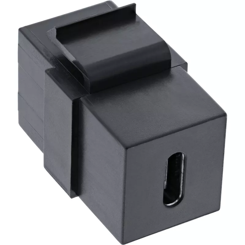 Módulo empotrable USB 3.1 InLine, USB-C hembra/hembra, carcasa negra