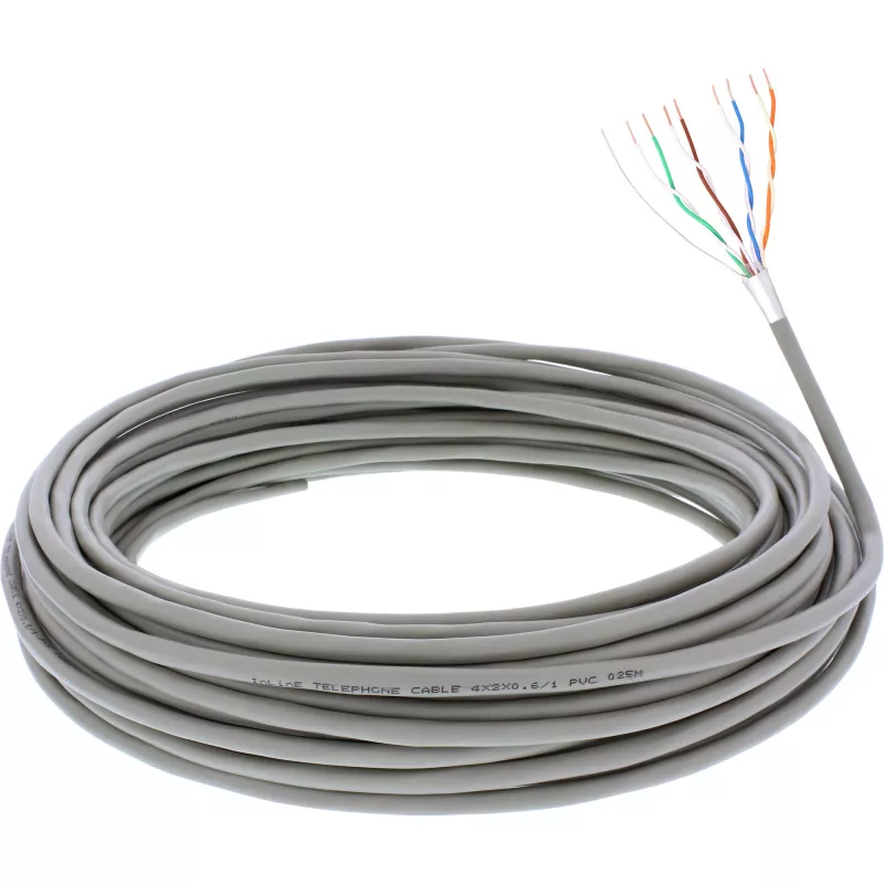 Cable telefónico InLine 8 hilos instalación rígida 4x2x06mm apantallado 25 m