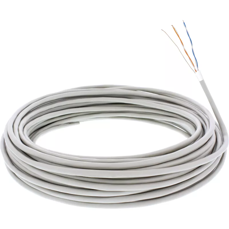 Cable de instalación telefónica InLine 4 hilos rígido 2x2x0,6mm apantallado 100 m