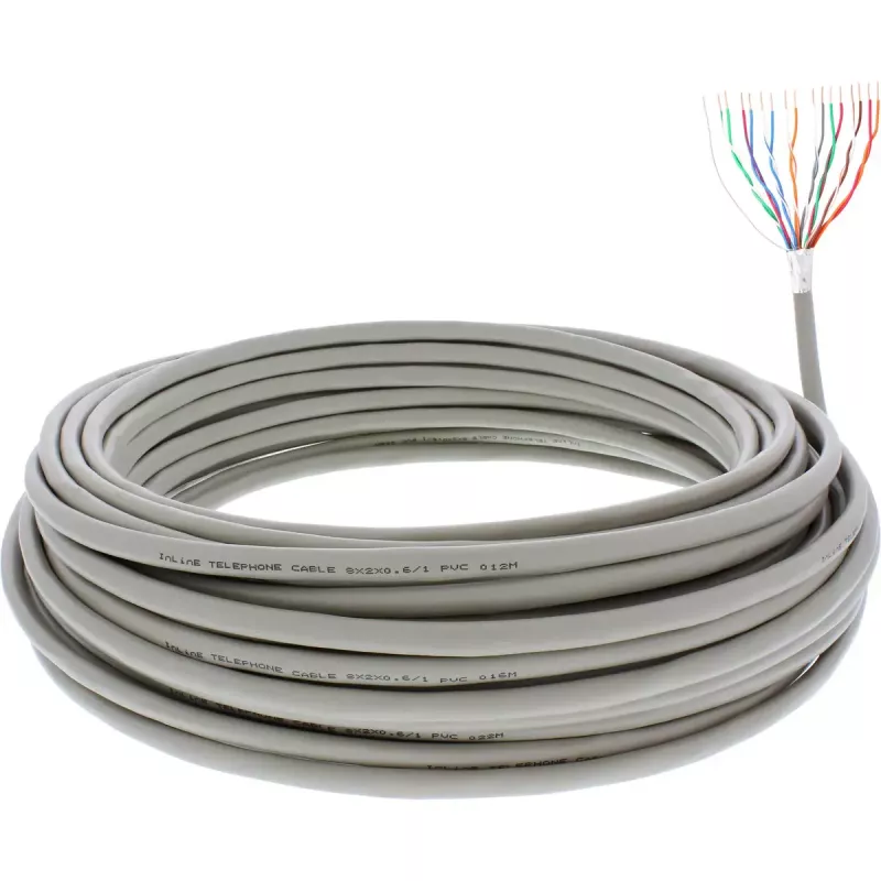 Cable telefónico InLine 16 hilos instalación rígida 8x2x06mm apantallado 25 m