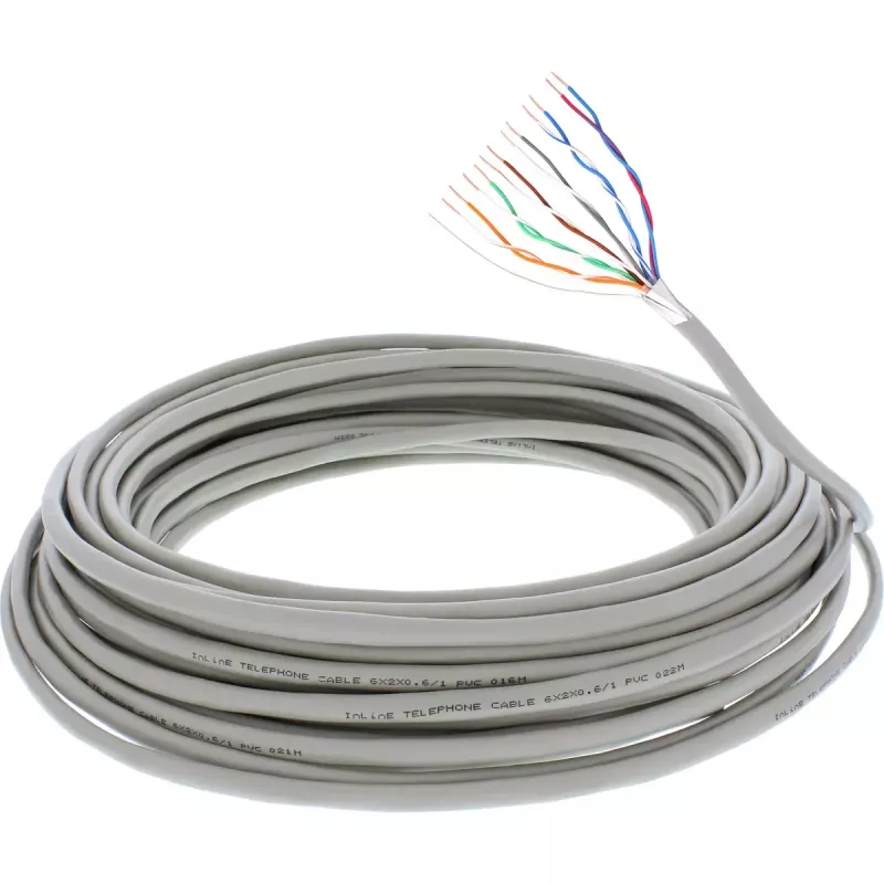 Cable telefónico InLine 12 hilos rígido instalación 6x2x0,6mm apantallado 25 m