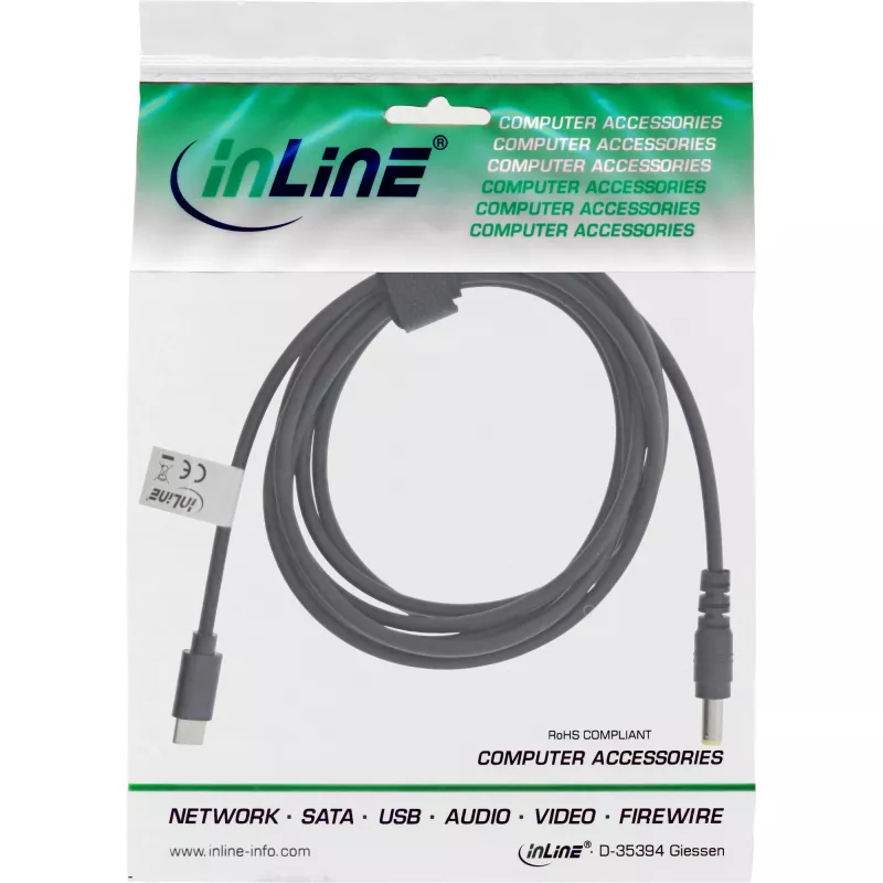 Cable de carga InLine USB-C a portátil ASUS/Lenovo (redondo), 2 m