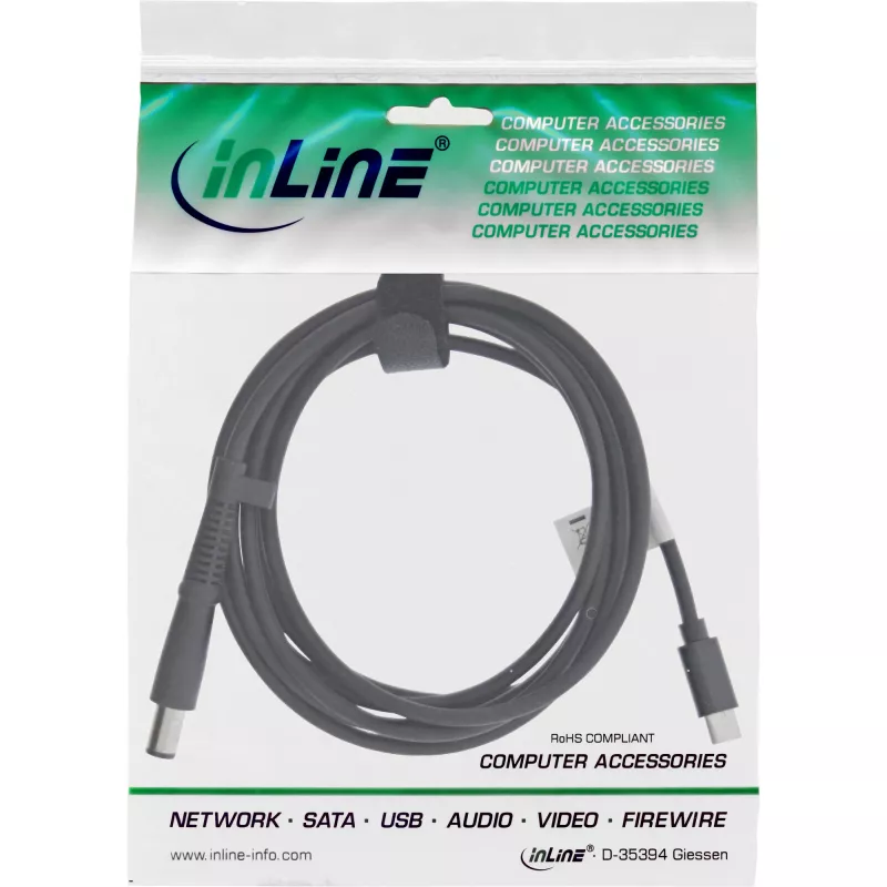 Cable de carga InLine USB-C a portátil HP (redondo/grande), 2 m