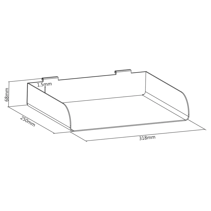 Estantería modular InLine Slatwall Shelf large blanca acero 318 mm 250 mm 68 mm