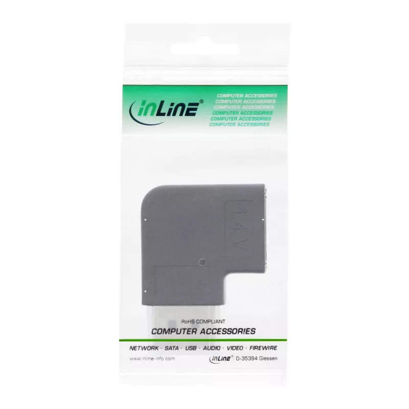 Adaptador DisplayPort InLine DisplayPort macho hembra en ángulo izquierdo 17199L