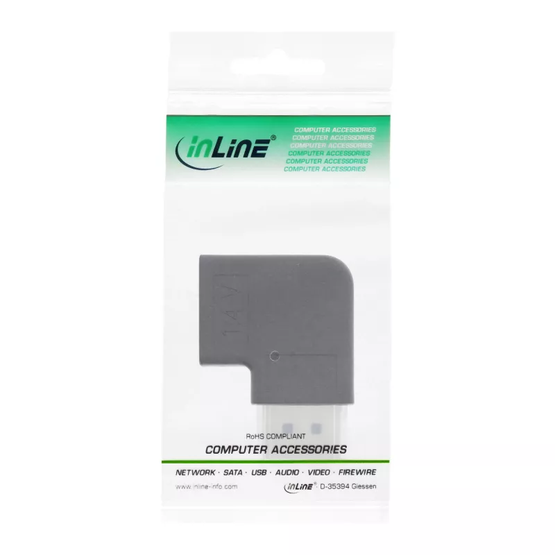Adaptador DisplayPort InLine, DisplayPort macho / hembra en ángulo recto