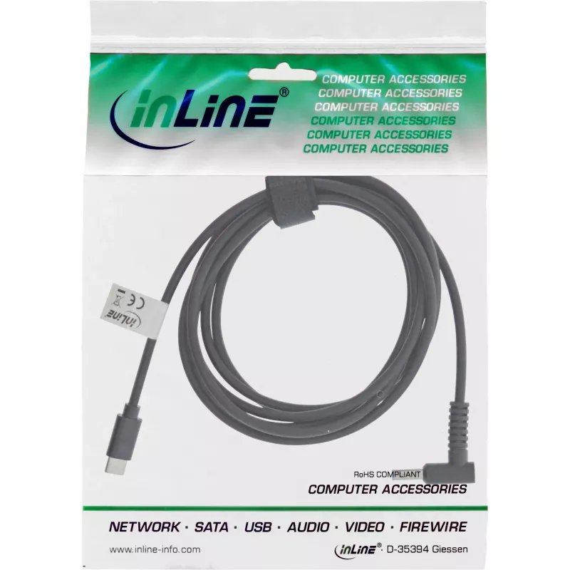 Cable de carga InLine USB-C a portátil HP (redondo/pequeño), 2 m
