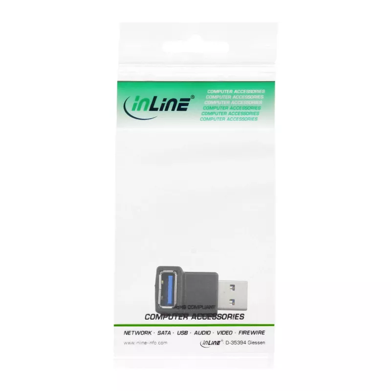 Adaptador USB 3.0 Type-A macho / A hembra en ángulo 90° InLine 35300R