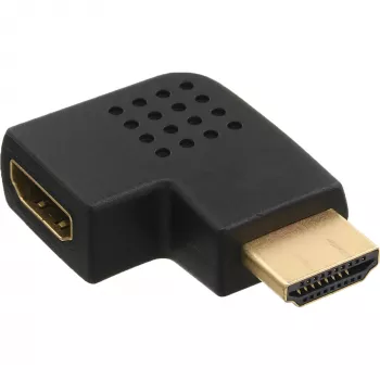 Adaptador HDMI InLine macho hembra en ángulo lateral izquierdo dorado 17600S
