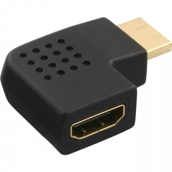 Adaptador HDMI InLine macho hembra en ángulo lateral izquierdo dorado 17600S