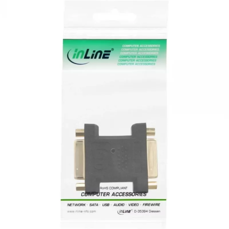 Adaptador DVI-I InLine digital + analógico 24+5 hembra / hembra negro dorado