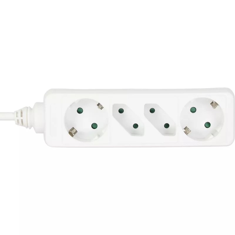Regleta de enchufes InLine, 4 tomas, 2x CEE7/3 + 2x Euro CEE 7/16, blanca, 1,5 m