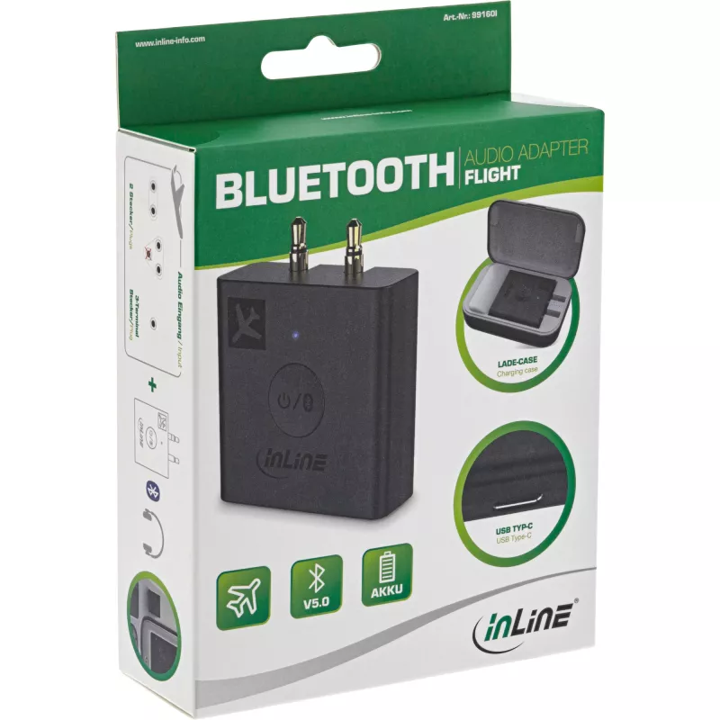 Transmisor de audio Bluetooth Airplane InLine, BT 5.0, aptX HD/LL