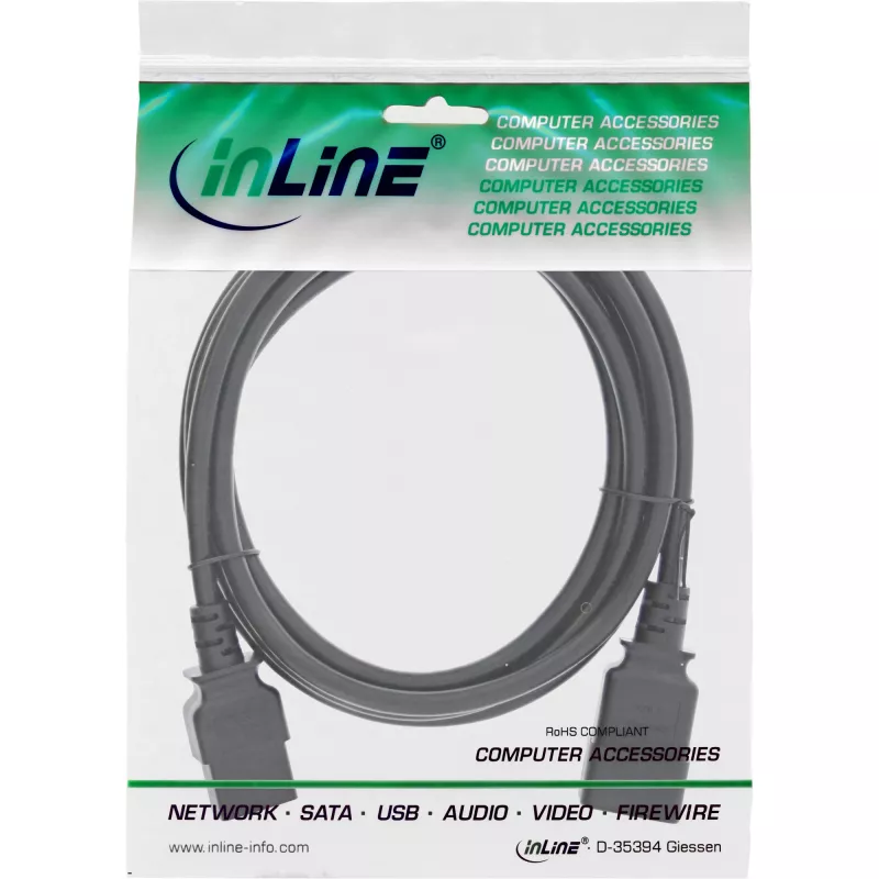 InLine Cable de alimentación C19 / C20 3 polos conector / conector hembra IEC negro 5m