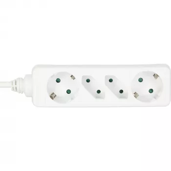 Regleta de enchufes InLine, 4 tomas, 2x CEE7/3 + 2x Euro CEE 7/16, blanca, 3m