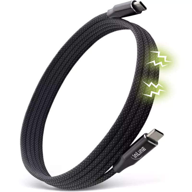 Cable USB-C magnético InLine, USB-C macho/macho, 100W, negro, 2m