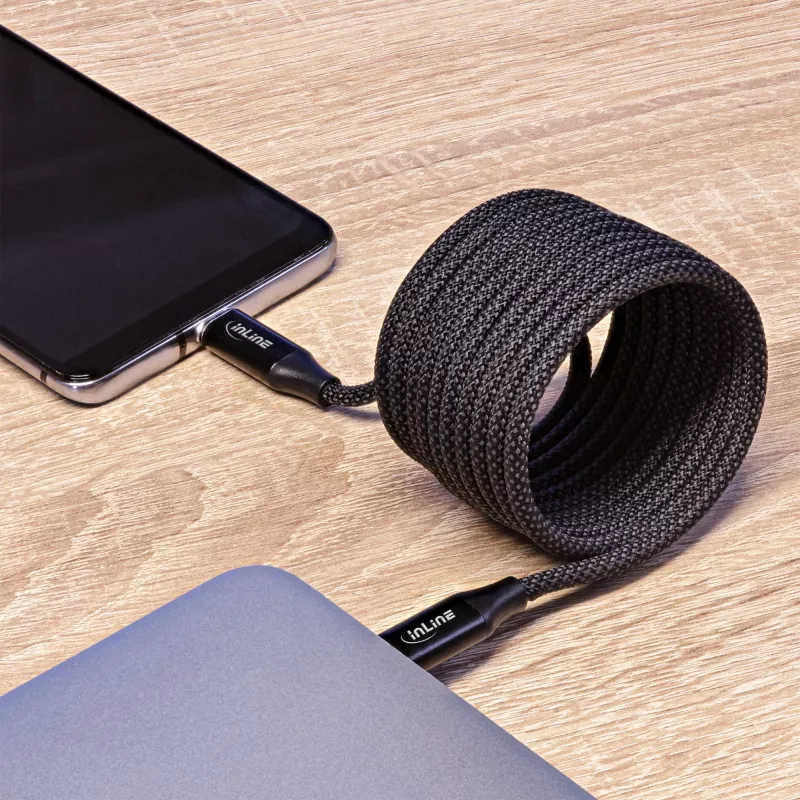 Cable USB-C magnético InLine, USB-C macho/macho, 100W, negro, 2m