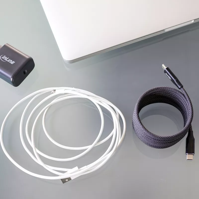 Cable USB-C magnético InLine, USB-C macho/macho, 100W, negro, 1,5m