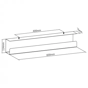 Sistema de gestión de cables bajo escritorio InLine 23190W — acero, blanco, 114×600×76 mm