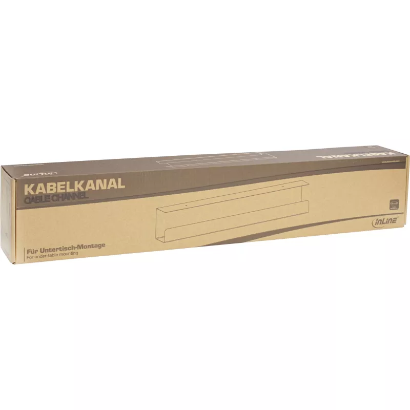 Sistema de gestión de cables bajo escritorio InLine 23190B, acero, negro, 114×600×76 mm