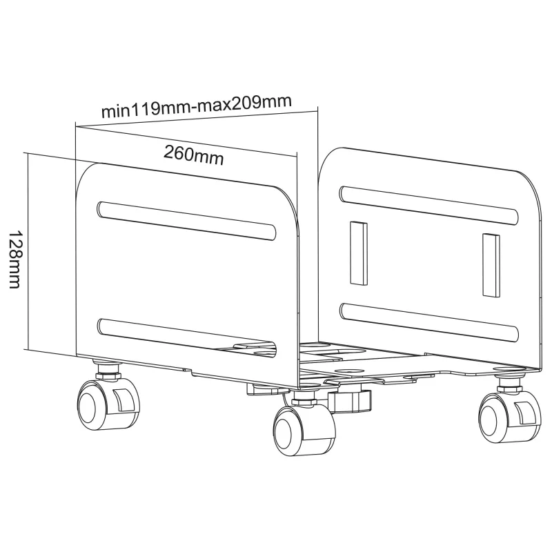 Carro para PC InLine, carro para cajas de ordenador, máx. 10 kg, negro