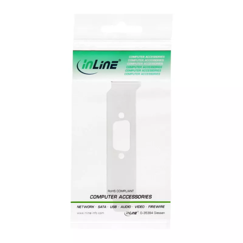 Chapa de ranura de perfil bajo InLine 33208D con hueco para conector DB9