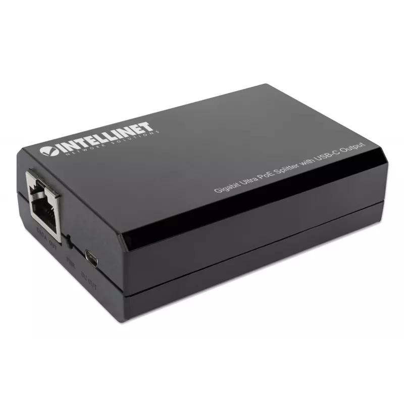 Splitter PoE Intellinet con salida USB-C, PoE++ / 4PPoE, Gigabit Ultra, IEEE 802.3bt, puertos de entrada y salida RJ45, hasta 45 W de salida USB-C