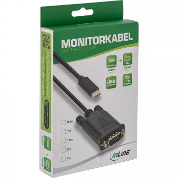 Cable de pantalla USB InLine, USB-C macho / VGA macho (DP Alt Mode), negro, 2 m