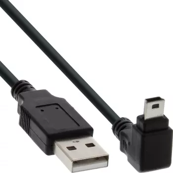 Cable USB InLine Type-A macho / Mini-USB macho 5 pines acodado 90° negro 2 m