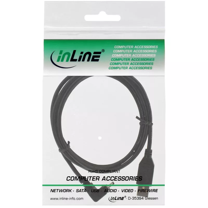 Cable USB Type-A macho / Mini 5 pines macho acodado 90° negro 1 m InLine 34110