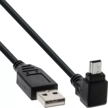 Cable USB InLine Type-A macho / Mini 5 pines macho acodado hacia arriba 90°, negro, 2 m