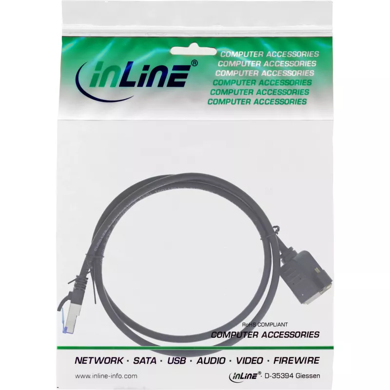Cable de red InLine con alargador integrado, S/FTP (PiMf), Cat.6A, LSZH, cobre, 3 m